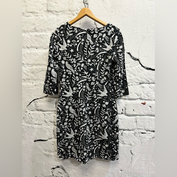 Boden Winifred Black Mystic Woodland Jacquard Dress Black & White Bird‎ Heart - Picture 5 of 7